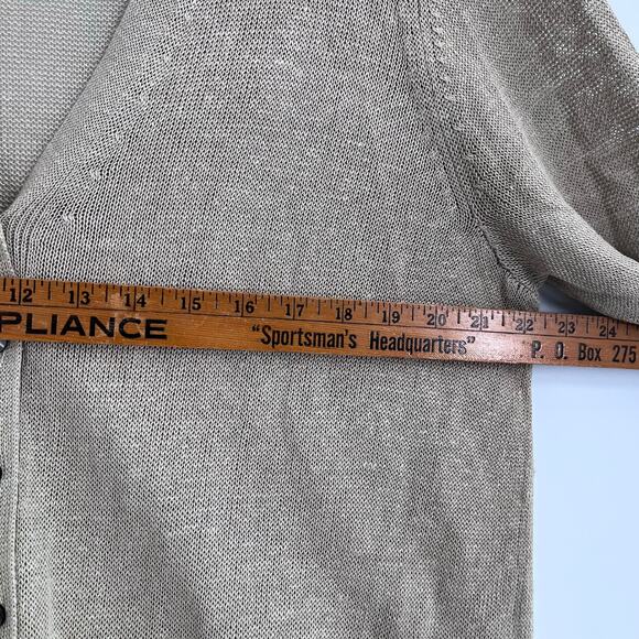 J.Jill Linen Blend Oatmeal Button Long Knit Cardigan Coastal Minimal XL Petite - Picture 9 of 9